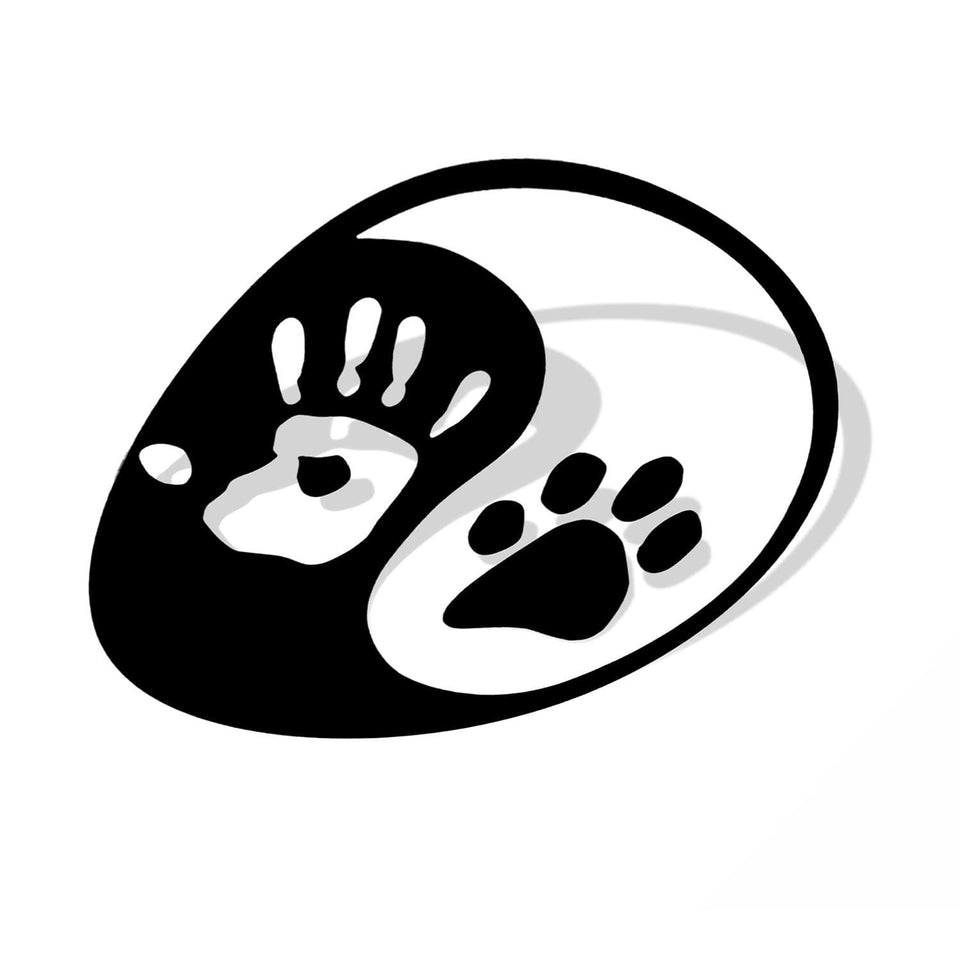 Yin Yang Human Hand Dog Paw Sticker