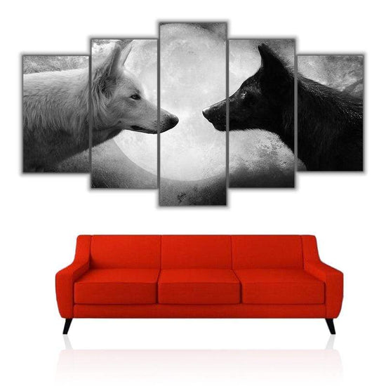 Yin Yang Wolves 5 Pieces Canvas